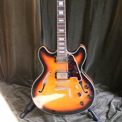 D'Angelico Excel EX-DC/SP Semi-Hollow with Stop-Bar Tailpiece 2010s - Vintage Sunburst with case image 1