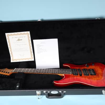 Lipe Virtuoso 7 Fanned Fret Curly Maple Seven String Electric Guitar Fireburst image 2