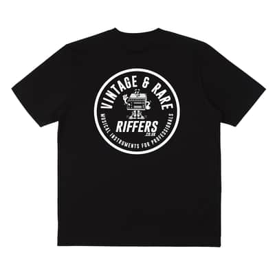 Riffers | Vintage & Rare Musical Instruments for Professionals | Unisex Extra Heavy Cotton T-Shirt Jersey, Black | Limited Run, 2026 feat. Vintage Roland CR-5000 8000 CompuRhythm Drum Machine image 3