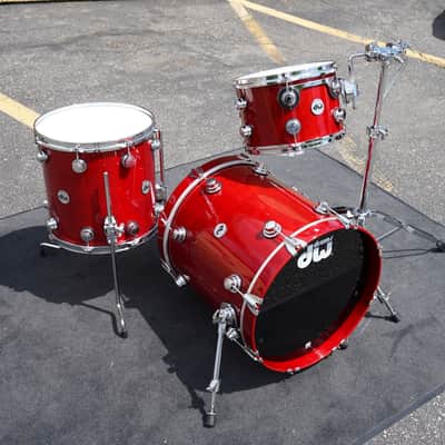 DW USA Collectors Series 3pc Pure Cherry Wood Bop Shell Pack - Candy Apple Red Lacquer Custom | 12", 14", 18" image 5