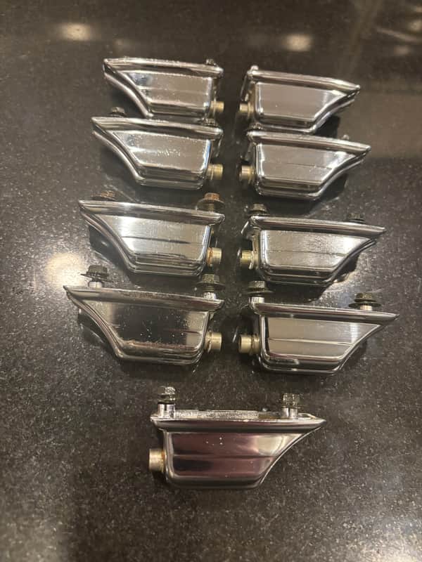 9 Vintage Rogers Fullerton 1970s beavertail Bass Drum Lugs Large Springless Big R 609322 image 1