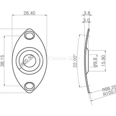 True Custom Shop® Gold Recessed Oval Dented Football Jack Plate for Fender Tele Strat Bass image 3
