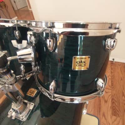 Yamaha Oak custom drums made in Japan uzikuri emerald lacquer pro heads excellent image 7