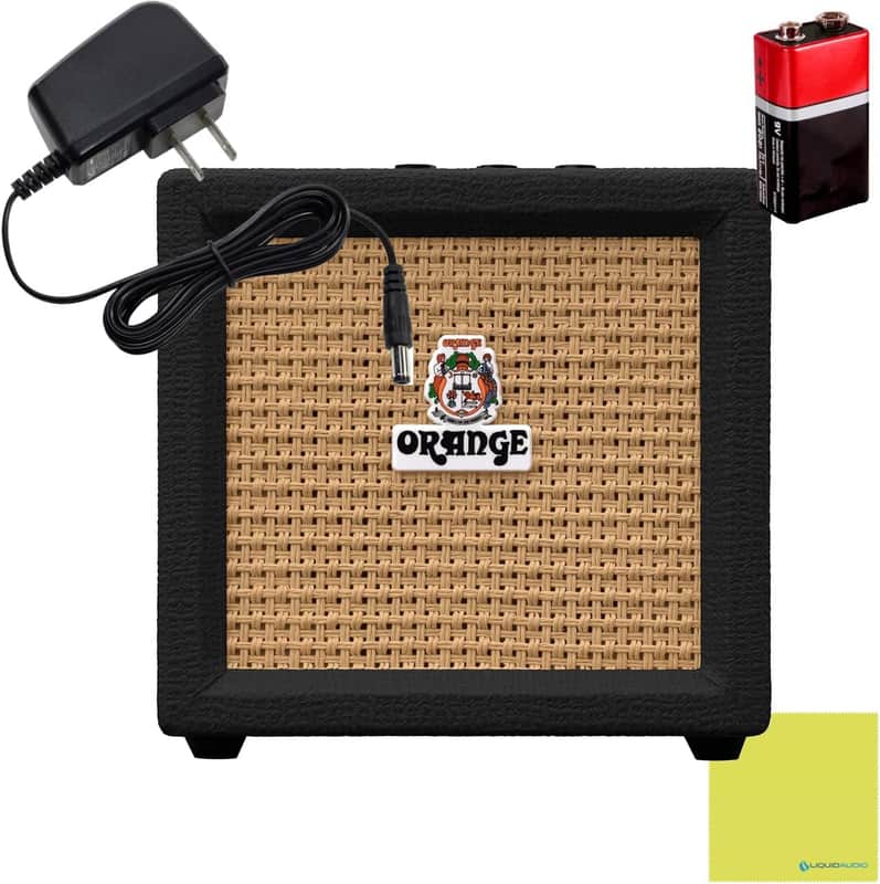 Orange Amps Crush Mini 3W Guitar Combo Amp (Black) Bundle with Liquid Audio 9V Power Supply AC Adapter & Polishing Cloth (4 Items) image 1
