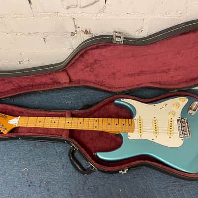 Vintage Palmer Strat Style Electric Guitar Metallic Blue w/ Hard Case Fresh Setup image 2