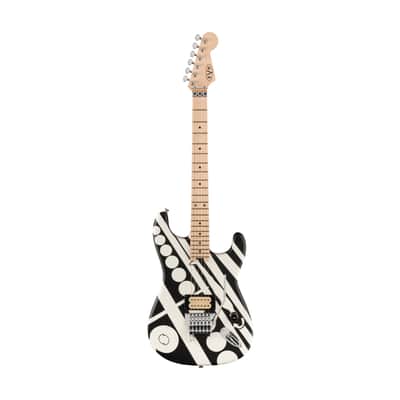 EVH Striped Series Circles, Maple Fingerboard W/Gig Bag - White and Black image 3