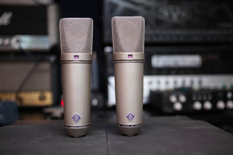 Vintage Neumann U87 Large Diaphragm Multipattern Condenser Microphone Pair 1972 - 1973 - Nickel image 1