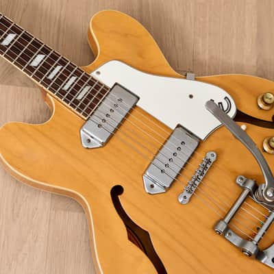 1999 Epiphone Casino Hollowbody Guitar Natural w/ 1 11/16" Nut, Bigsby B7 & Case, Peerless image 8