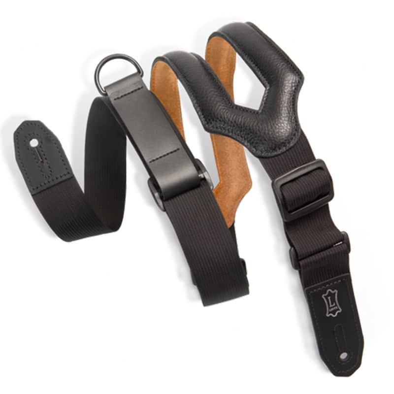 Levy's 3" Ergo Garment Leather Guitar Strap w/Suede Backing & Padding MRHSS-BLK image 1