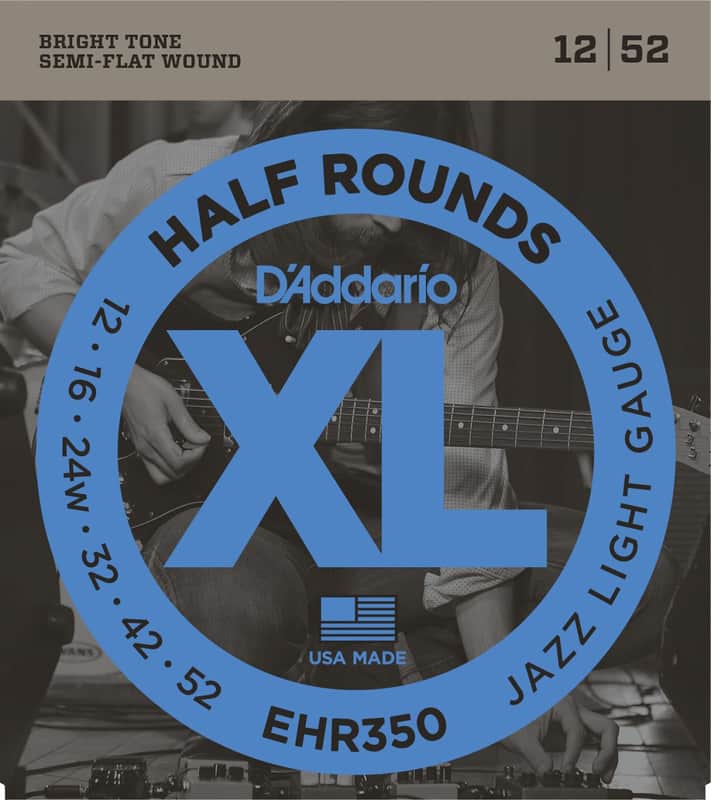 D'Addario EHR350 Half Round Electric Guitar Strings, Jazz Light Gauge image 1
