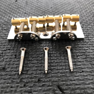 Retrovibe® Fully compensatable bass bridge for 51 Precision string thru, brass saddle, 19mm spacing image 5