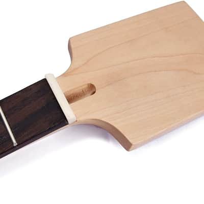 Unfinished Cigar Box Guitar Neck for 3 or 4 String, Cigar Box Guitar 21 Fret 25.5 inch Maple Rosewood Fretboard Half Paddle Headstock Electric Guitar Parts Replacement for Ib Style image 3