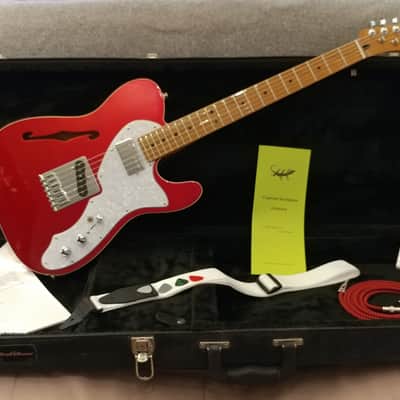 Custom Built 2021 Fender Tele Telecaster Thinline Roasted Maple Cherry Red Metallic w/White Binding image 1