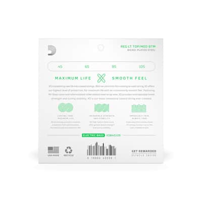 D'Addario XSB45105 XS Nickel Coated Electric Bass Strings - Regular Light Top / Medium Bottom (45 - 105) image 2
