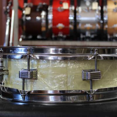 1950s WFL 4x14 Snare Drum in White Marine Pearl image 4