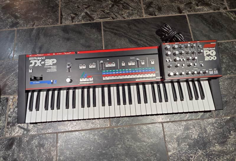 Roland JX-3P 61-Key Programmable Preset Polyphonic Synthesizer with PG-200 Programmer 1983 - 1985 - Black Bild 1