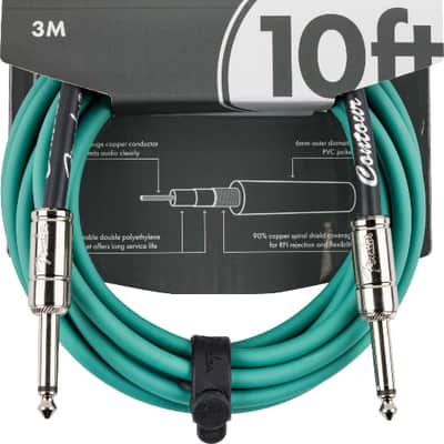 Fender Contour Series Guitar/Instrument Cable, Straight, 10' ft, Sherwood Green image 1