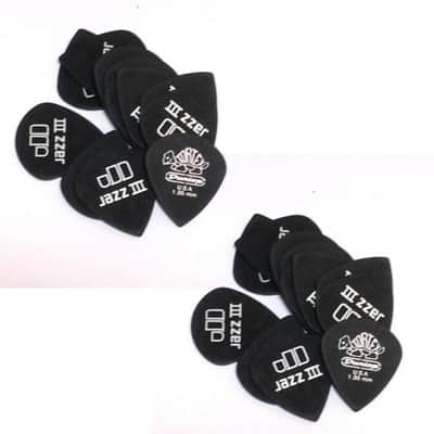 Dunlop Guitar Picks  24 Pack  Tortex Pitch Black Jazz  1.35mm  482P1.35