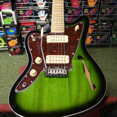 Revelation RJT60M TL semi acoustic guitar in greenburst L/H image 3