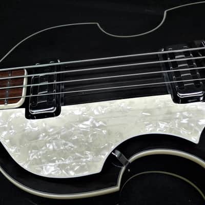 Hofner HCT500/1L-BK Left Handed Custom Conversion Beatle Bass Toaster Pickops & Tea Cups Trans Black image 4