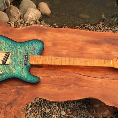Pearlvibe tele real full abalone top Blue Bayou vintage telecaster image 2