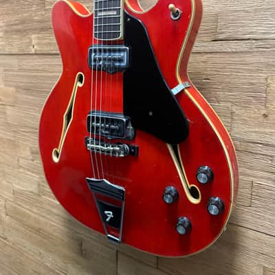 Fender Coronado II Hollow Body Guitar - 1967 - Cherry Red- Refinished back 6lbs w/Hard Case image 4