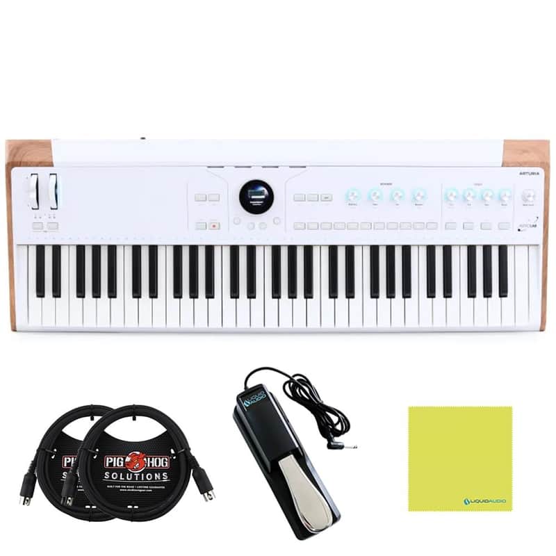 Arturia AstroLab Avant-garde 61-Key Stage Keyboard Bundle w/ 2-Pack Pig Hog PMID06 6ft MIDI Cable, Liquid Audio Sustain Pedal and Liquid Audio Polishing Cloth image 1