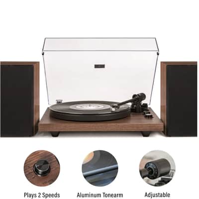 Crosley C62C 2 Speed Bluetooth Turntable Record Player with Built-in Speakers, Walnut-NEW image 2