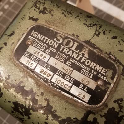 Sola 8592 Transformer 2060-0-2060 V  Vintage Power 10kV Ignition Transformer 23mA Tested HUGE 11 lb Tube Amp Project 1950s image 2