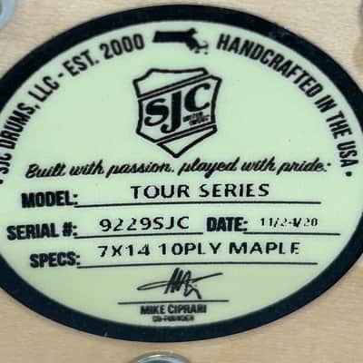 SJC 7"X14" Tour Model 10 ply maple (1274-12154) 11/24/20 - Black Matte Lacquer image 12
