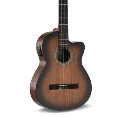 Caballero by MR CA-MM-S Principio Series Stage Solid Mahogany Top Okoume Neck 4/4 Size Flamenco Cutaway 6-String Nylon Classical Acoustic-Electric Guitar image 1