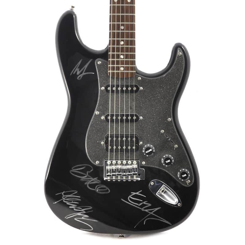 Squier Stratocaster Black Sparkle signed by U2 image 1