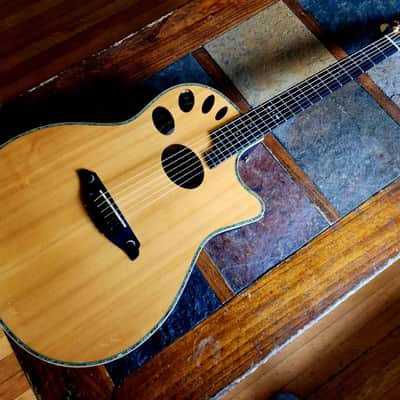 Woodware 1660CE bowl-back electric/acoustic w/LR Baggs pickup + Ovation case - natural image 2