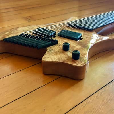 2023 Agile Perihelion Pro 10 String Guitar 102528 Mod Gloss Solid Spalted Flame Natural with Douglas EGC-400 HD Black Burgundy Headless Guitar Case image 4