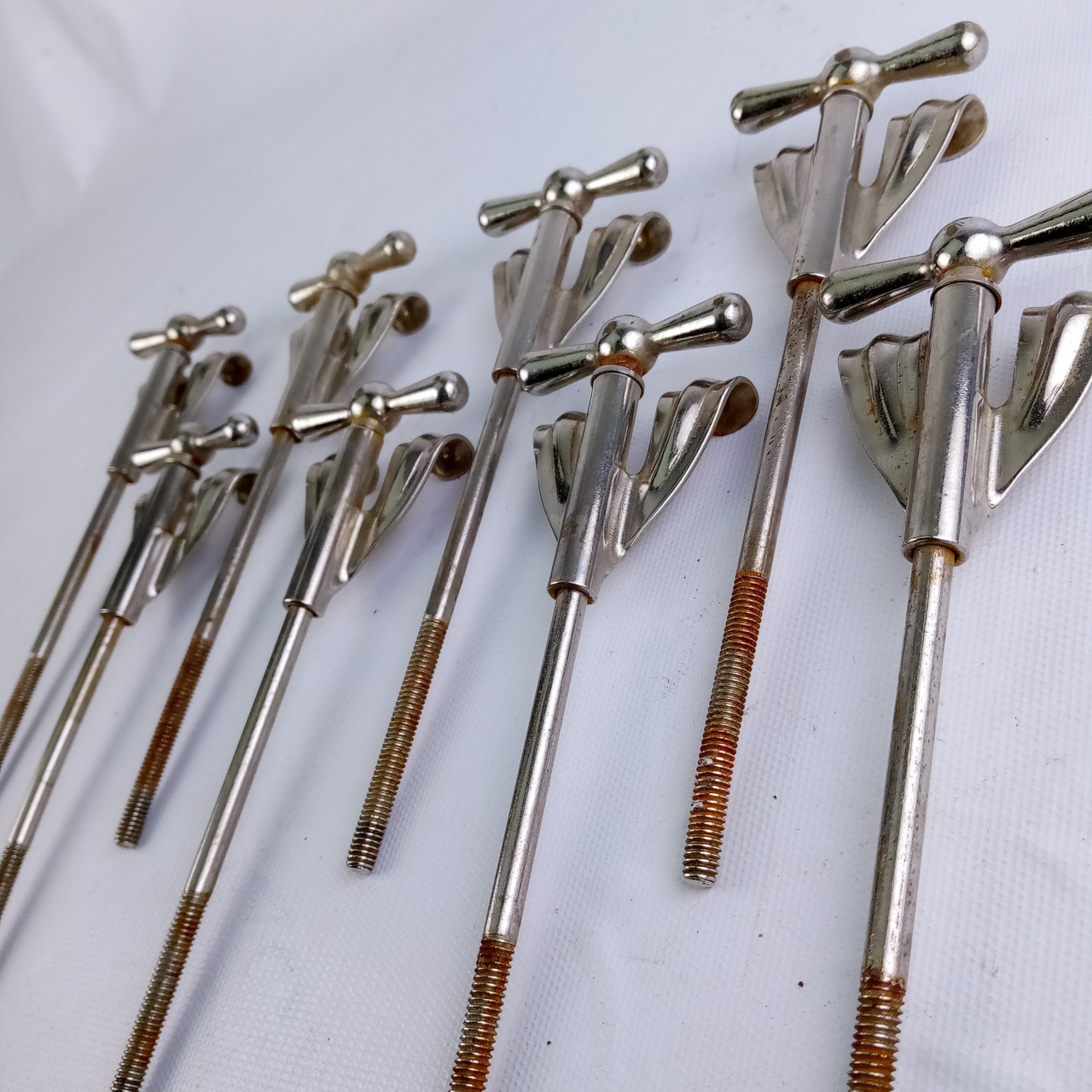 Ludwig 8x Bass Drum Long Bow-Tie Tension T-Rods+Claws 6"Nickel 50s Club Date WFL — main photograph