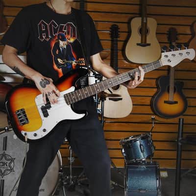 Full Size 4 String Professional Electric Bass Guitar Black with bag, guitar strap, and Guitar Cable image 7