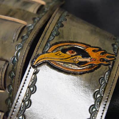 Guitar Leather strap 3.5" Black Crowes this is custom but will show anything can go on a strap image 21
