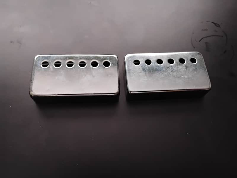 1960s Gibson Humbucker Covers Chrome For Patent Sticker pickups original vintage Matched pair parts luthier project restoration ES models, Les Paul etc image 1