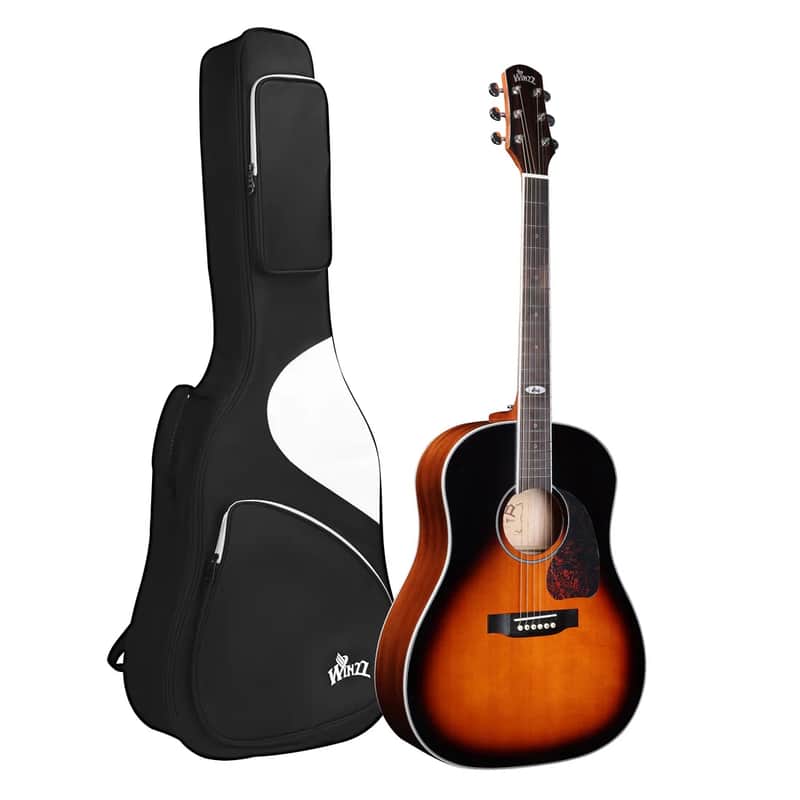 WINZZ Solid Sitka Spruce Slope Shoulder Dreadnought Acoustic Guitar - Full-Size, Rich Tone, Ideal for Performers and Enthusiasts Dreadnought Acoustic Guitar - Full-Size, Rich Tone, Ideal for Performers and Enthusiasts image 1