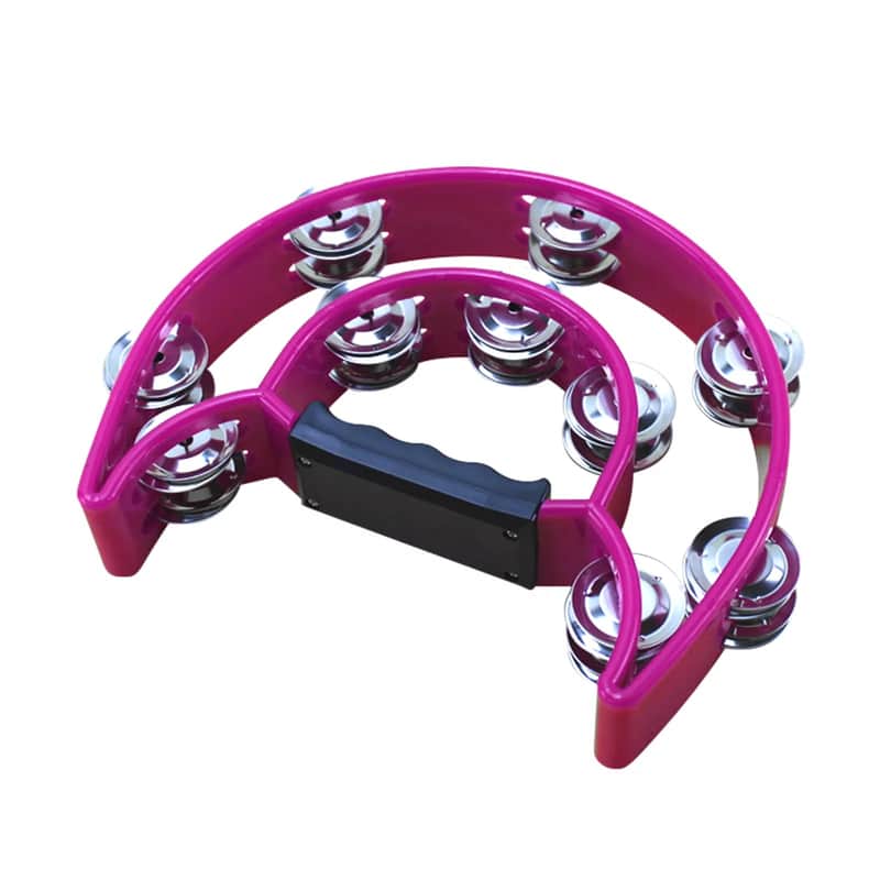 Purple Half Moon Handheld Tambourine – Double Row Metal Jingles, Lightweight & Durable Percussion Instrument image 1