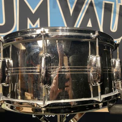 Slingerland - 1960s 6.5x14" Chrome over Brass Radio King – No. 142,  Niles Badge image 10