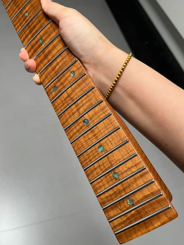 Bone nut Suhr Round-head stainless steel Roasted flame Maple Electric Guitar Neck 22 frets hole 10mm 12in image 1