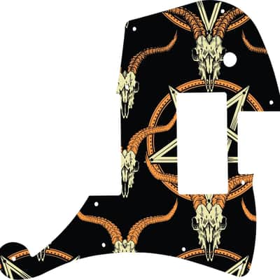 WD Custom Pickguard For D'Angelico Deluxe Ludlow #GOC01 Occult Goat Skull & Pentagram Graphic