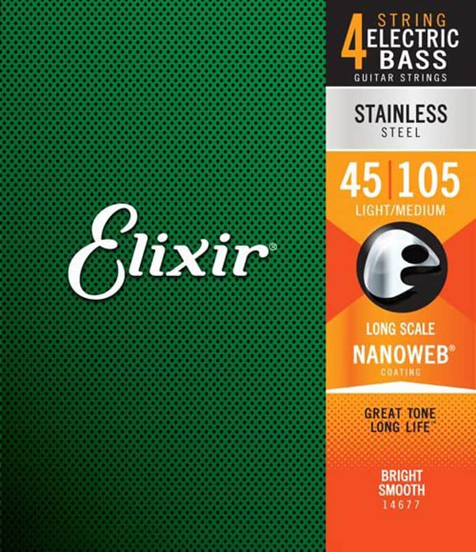 Elixer 14652 Light Electric Bass Stainless Steel with NANOWEB Coating image 1