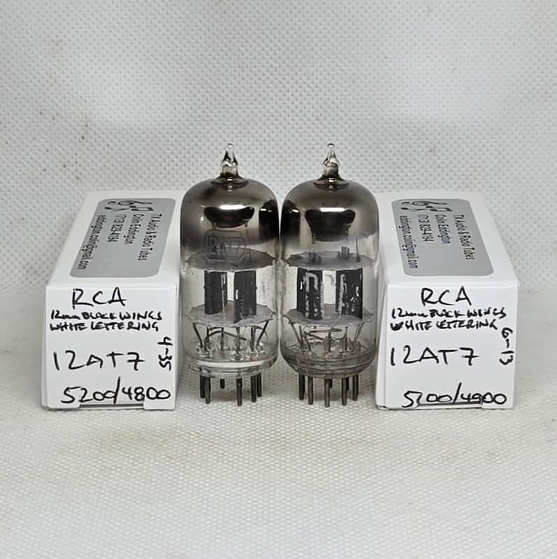 RCA 12AT7 Black Plate Square Getter Matched (7.6%) Pair NOS 12AT7 ECC81 image 1