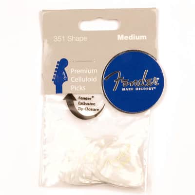 Genuine Fender® 351 Premium Picks, 12 pack, White Moto Medium 198-0351-805 image 2