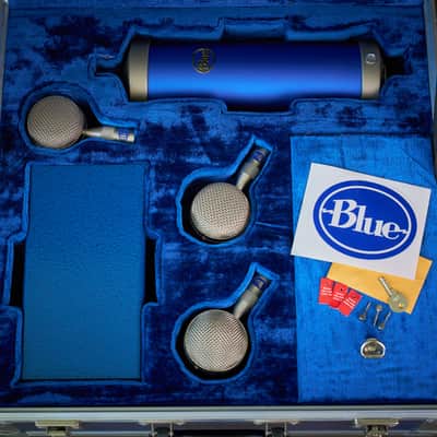 Rare Vintage Early Blue Bottle Tube Condenser Microphone Set image 4