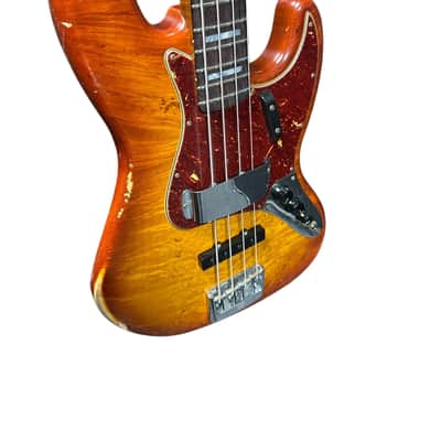 Fender Custom Shop 1964 RELIC Artisan Jazz Honeyburst Flame Burl ROASTED Maple Neck/Rosewood *IN STOCK image 5