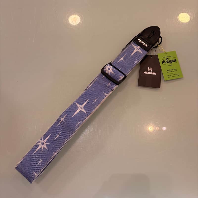 AMUMU Vegan Guitar Straps - Denim Stars image 1