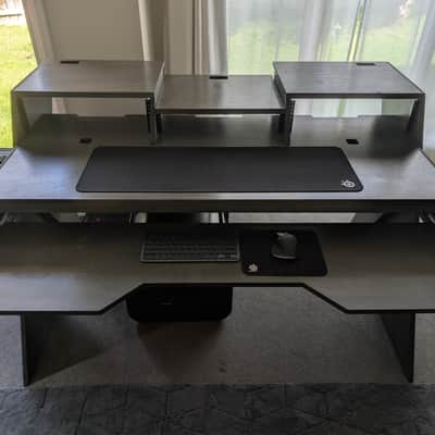 De-Fi Platform Studio Production Desk + Sidecar Rack / Shelf / Cupboard. 2021 - Driftwood Grey image 2